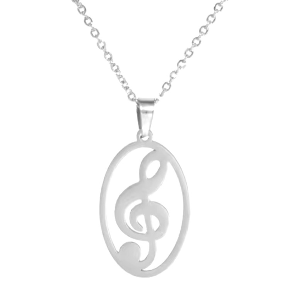 Treble Clef Silver Necklace